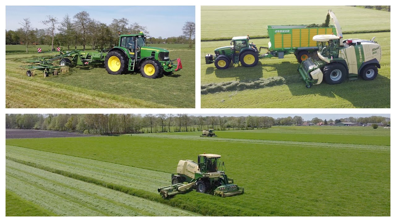 Gras oogst | Loonbedrijf Stuut | Maaien - Harken - Hakselen | Krone - John Deere | Grass Silage