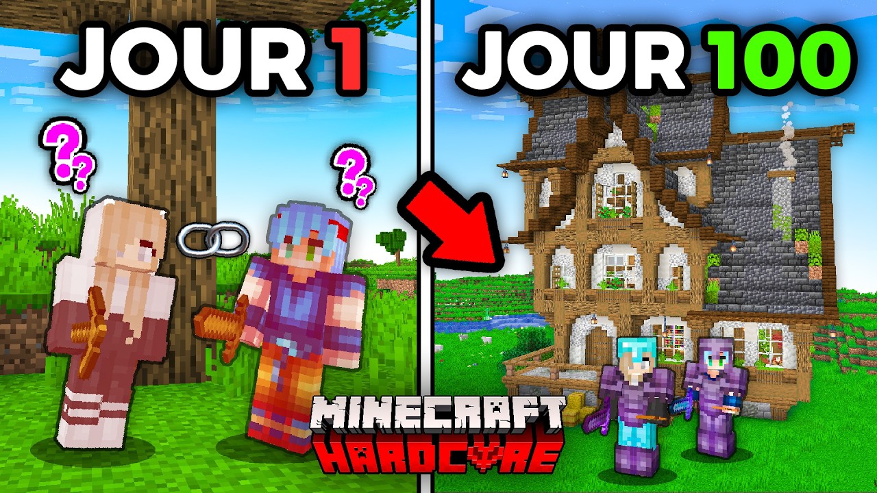 J'ai Surv&eacute;cu 100 Jours en DUO avec la VIE PARTAG&Eacute;E sur Minecraft en Hardcore.. ! - [FILM]