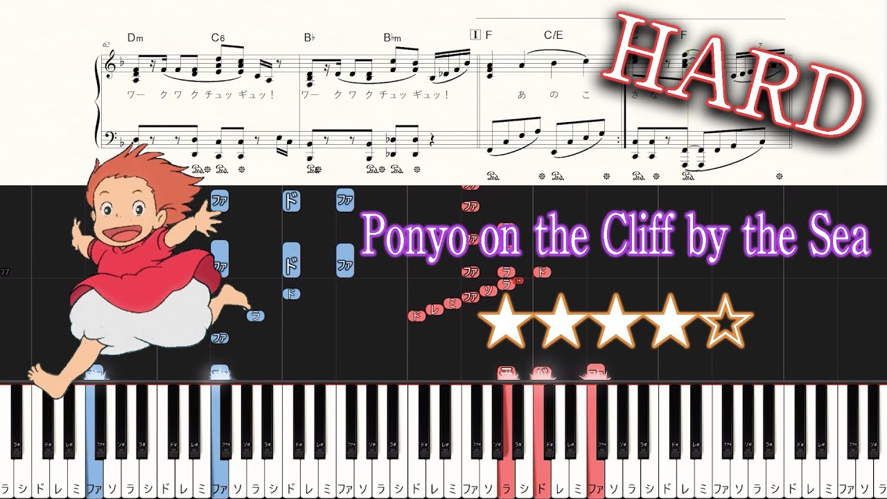 Ponyo on the Cliff by the Sea - Joe Hisaishi - Hard Piano Tutorial + Sheets [Piano Arrangement]