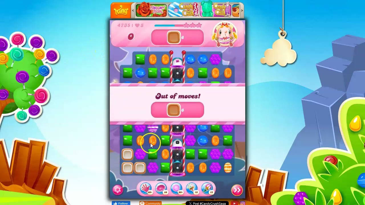 Candy Crush Level 4735 Talkthrough, 23 Moves 0 Boosters