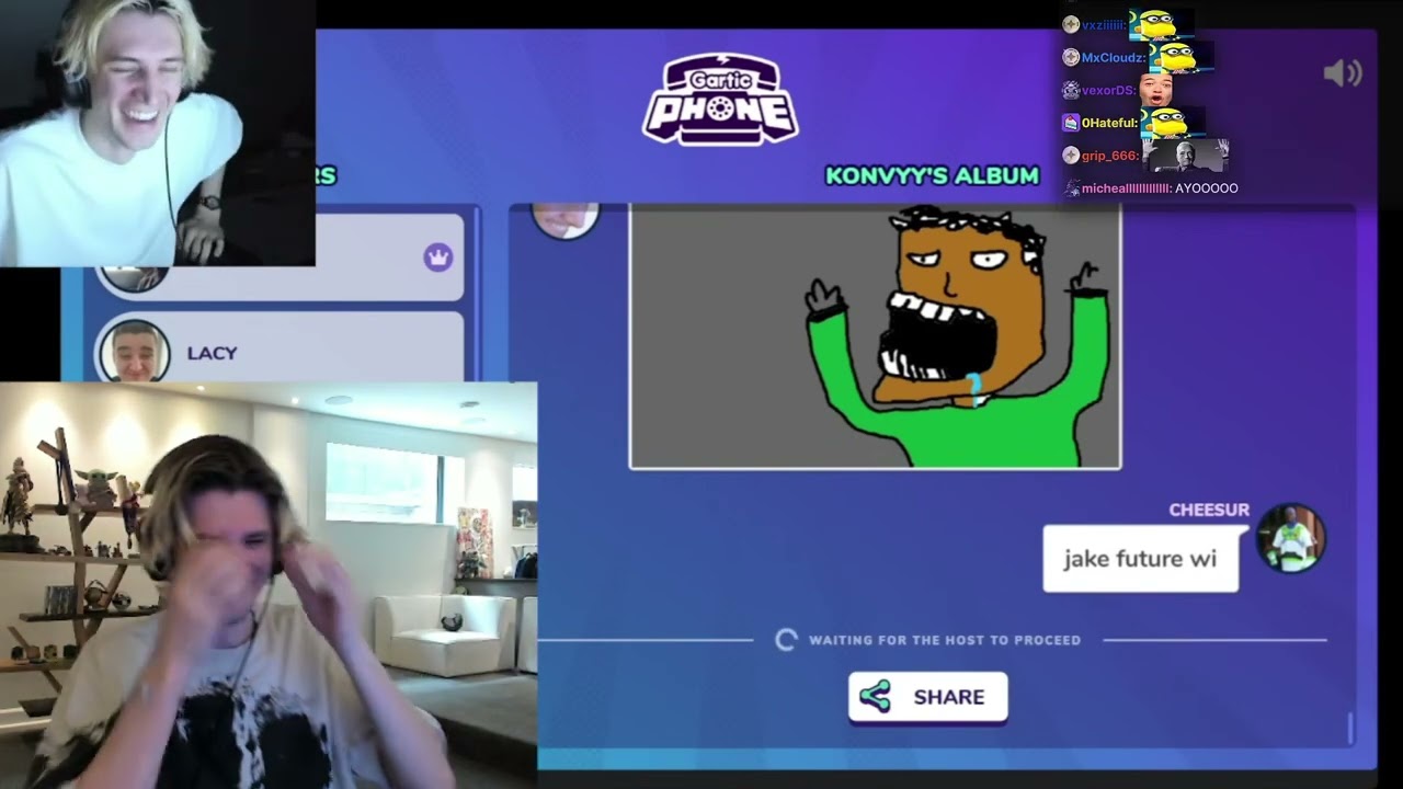 xQc DIES LAUGHING at himself playing Gartic Phone