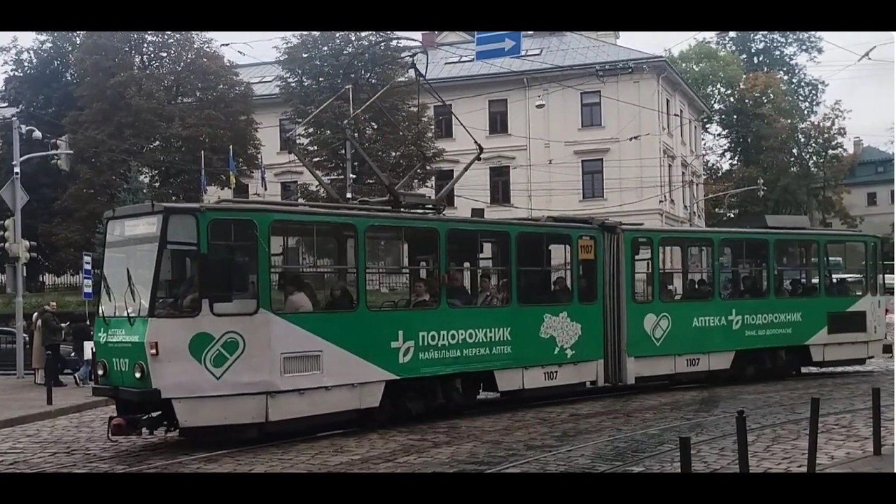 Поездка в трамвае Татра КТ4 борт 1107
