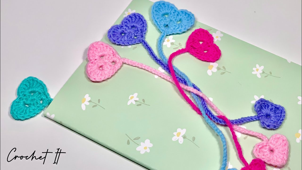 Crochet Heart Bookmark 🔖 📘💜| Simple and Easy Heart Bookmark | Full Tutorial | Crochet It