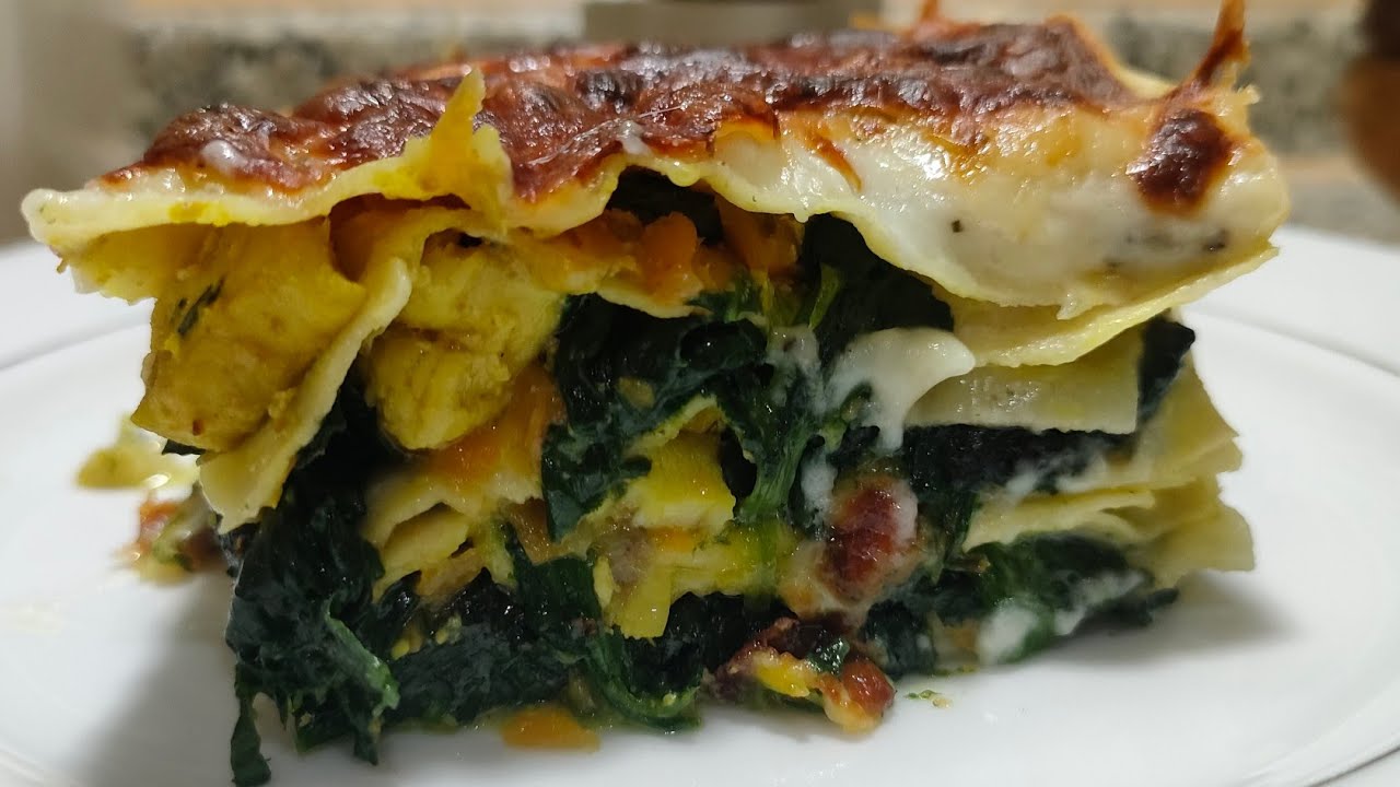 lasagne bianche al forno, spinaci e petto di pollo, ricetta pasta al forno #food