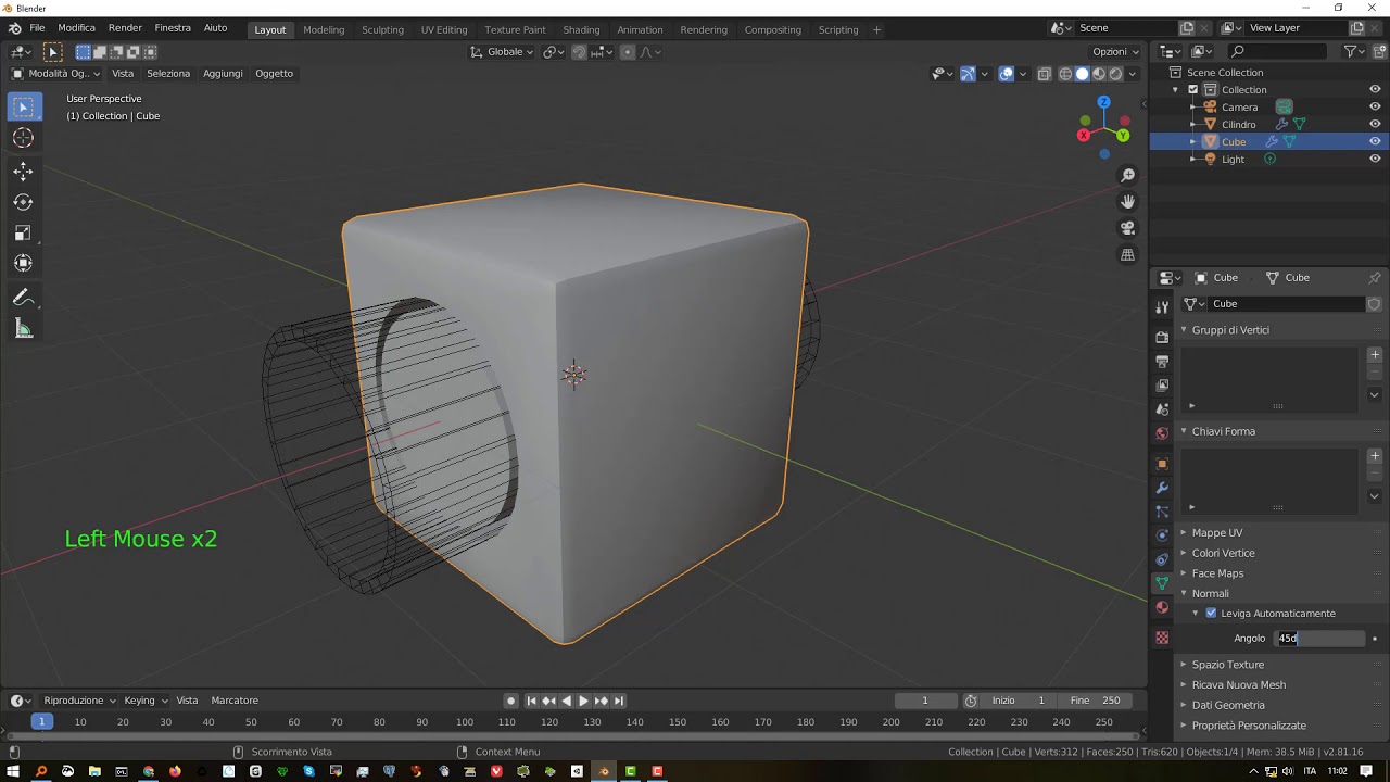 Blender 2.81a Uso modificatore Boolean con alcuni accorgimenti.