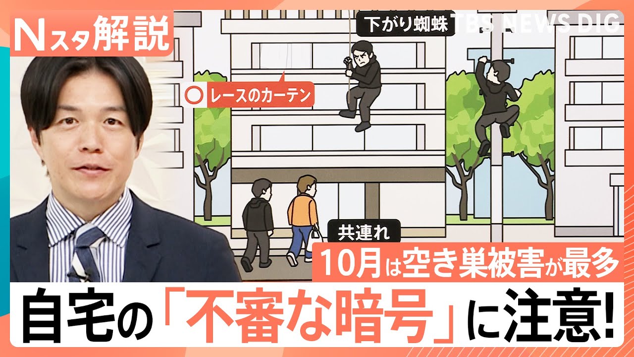 「下がり蜘蛛」に「共連れ」大胆な手口で侵入も　10月は被害が最多「空き巣」に注意！狙われるリスクを減らすには【Nスタ解説】｜TBS NEWS DIG