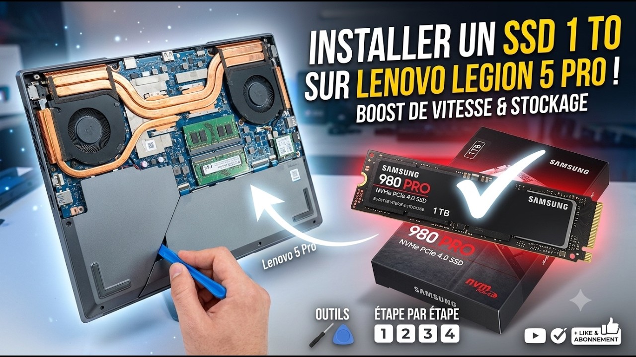 Démonter - Lenovo Legion 5 Pro - Upgrade SSD M.2