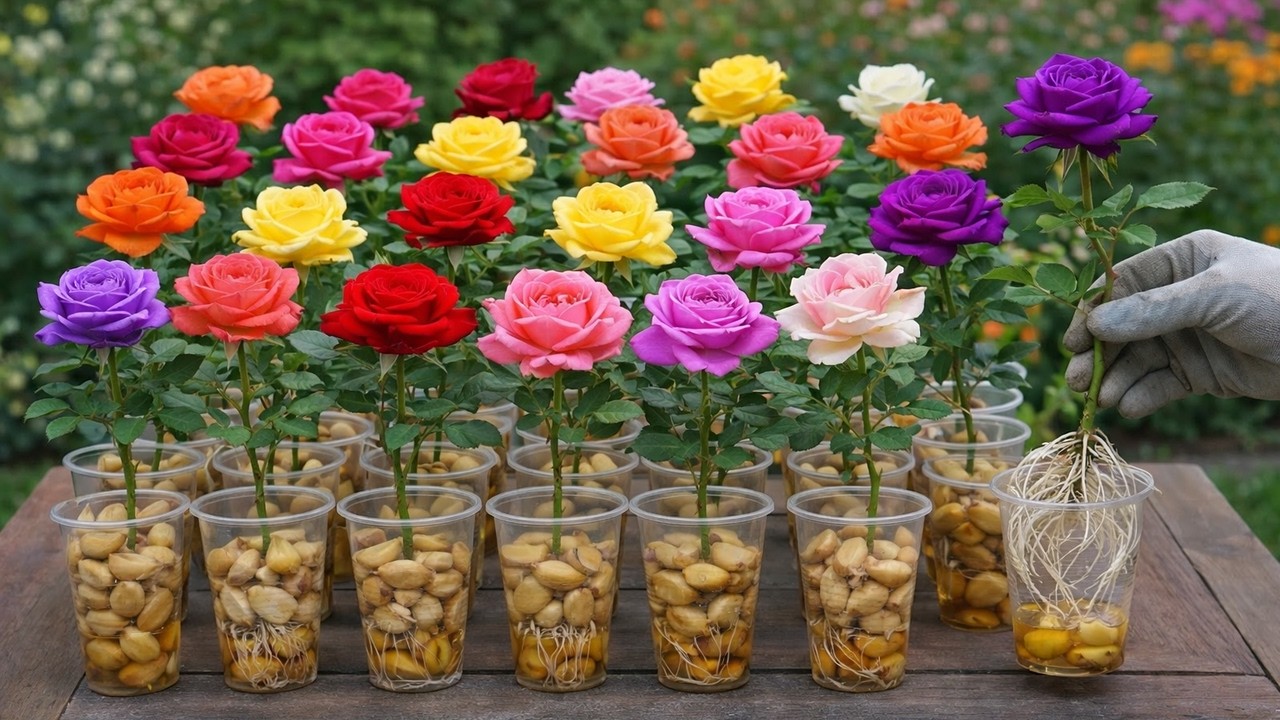 Всего один зубчик чеснока! И розы внезапно пускают корни и прорастают за одну ночь.