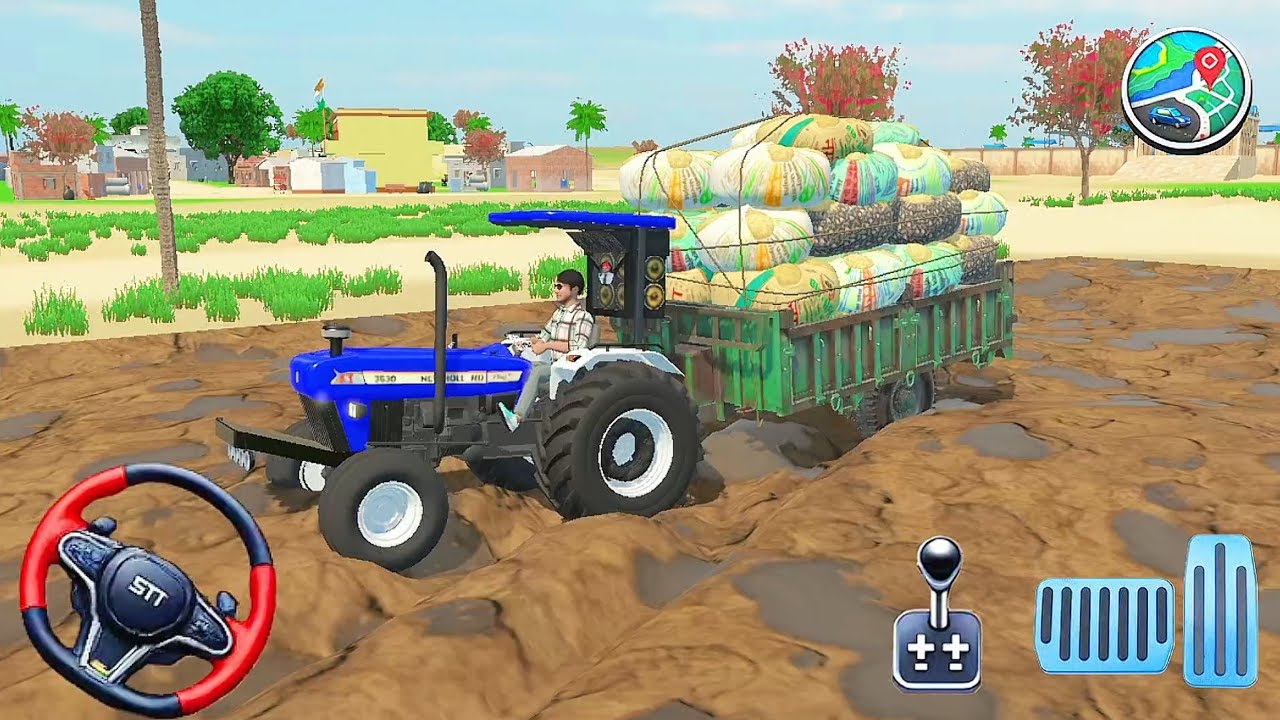 🎮💥Pull bhusa loaded trolley from Mud 😱🤷🎮🎯 #indianvehiclessimulator3dgame #androidgames 