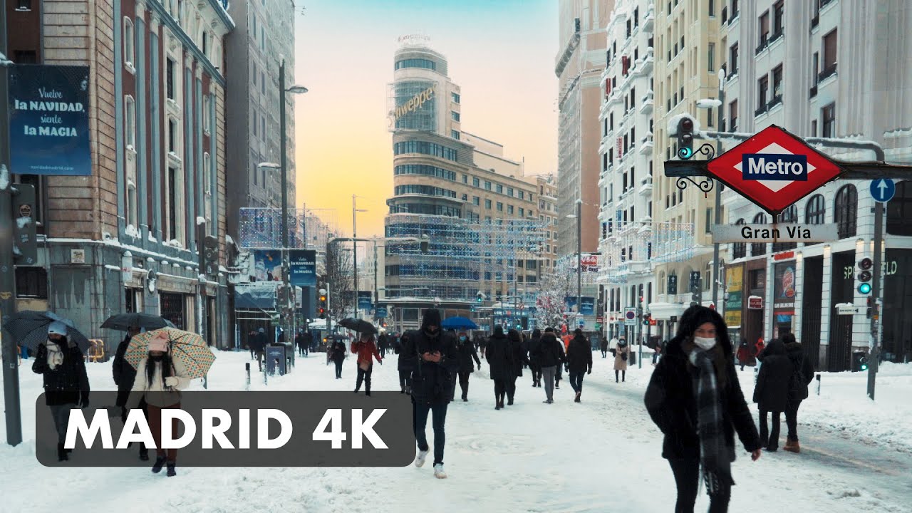 Un paseo por Madrid (España)... ¡¡¡TODO NEVADO!!! (4K)