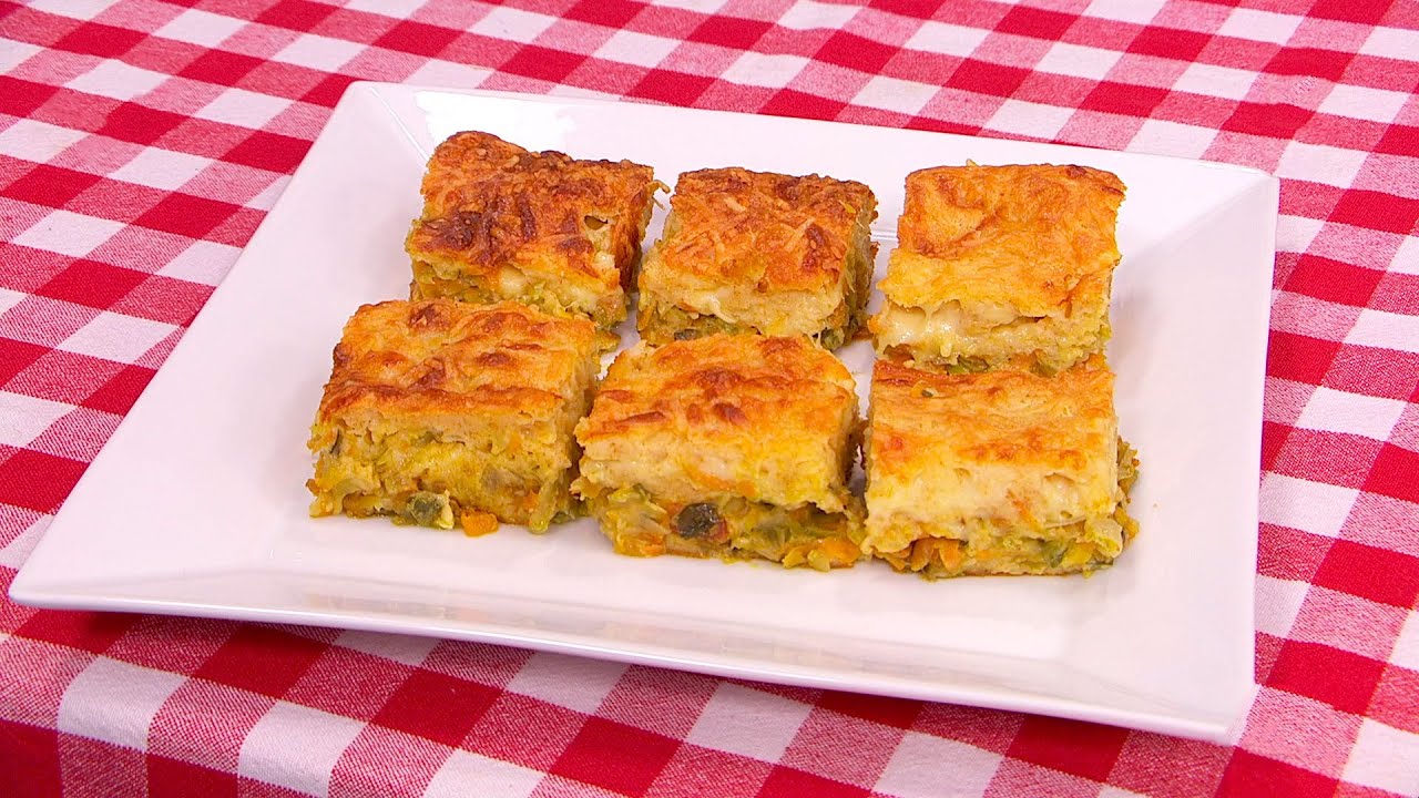Tarta de vegetales con masa licuada