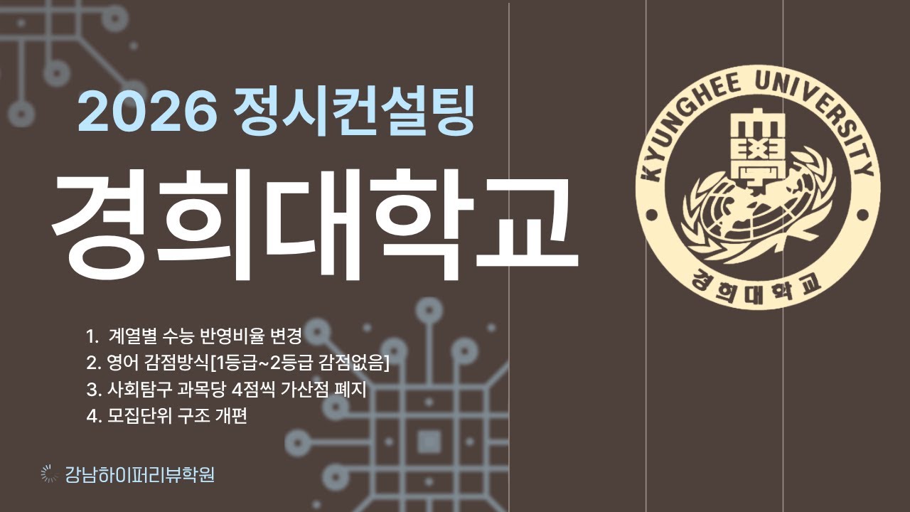2026 경희대 정시 변경사항과 입시결과(70% 컷) 분석 : 