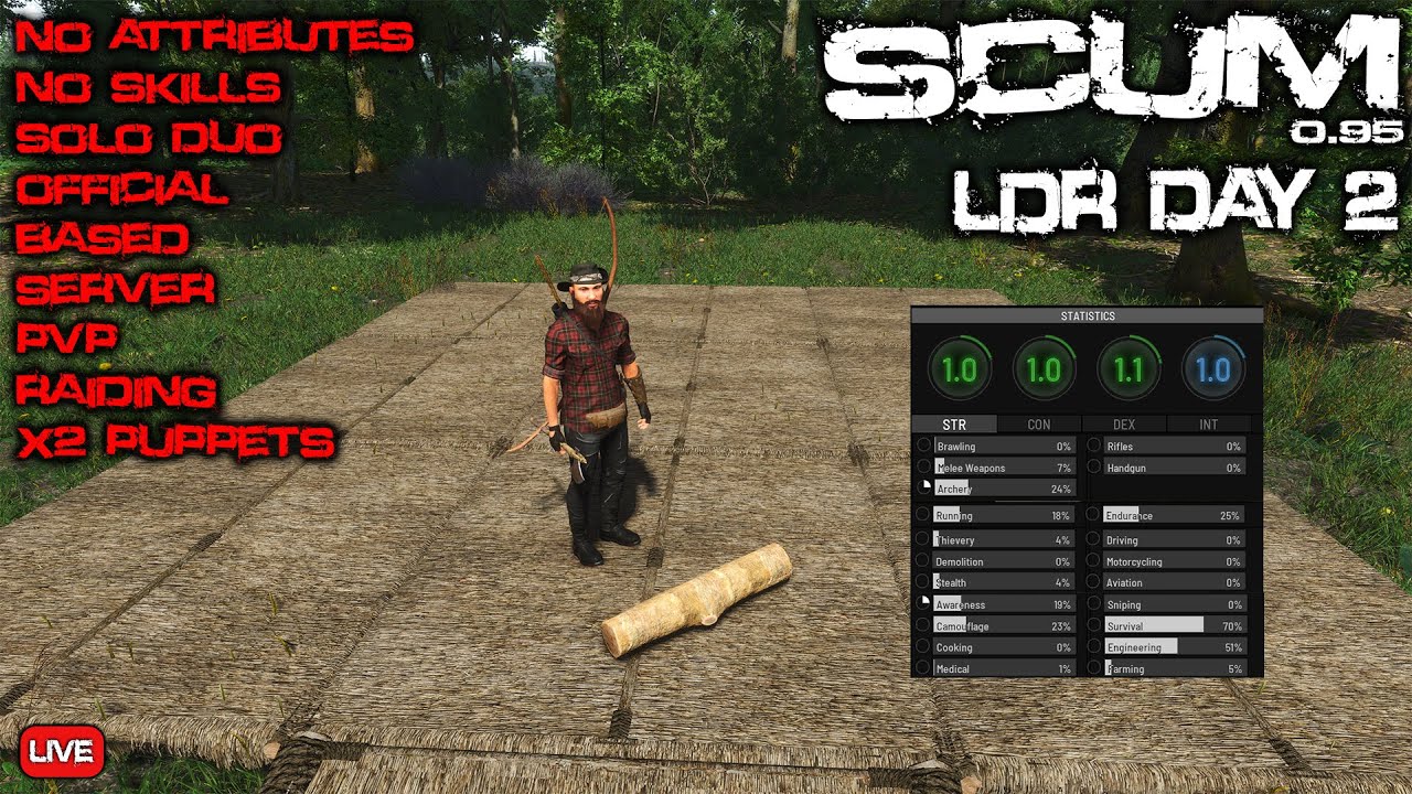 Just Surviving - L.D.R.. Day 2 - SCUM 0.95 - Live Stream