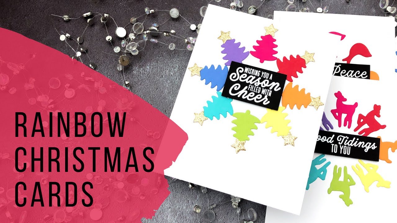 Rainbow Christmas Cards - Hero Arts October 2020 My Monthly Hero Kit