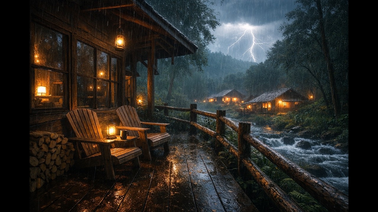 Sleep Instantly with Heavy Rain & Thunderstorm Sounds for Deep Sleep ⛈️ at Cozy Cabin in the Forest