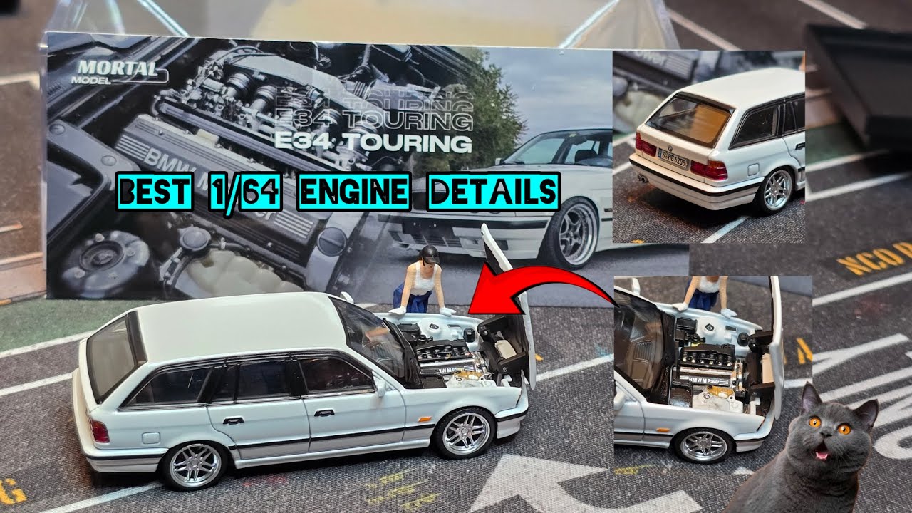 BMW E34 Touring 1/64 scale with very good engine details!
