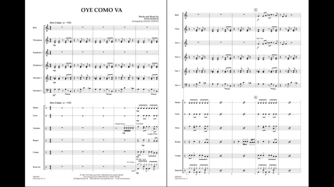 Oye Como Va by Tito Puente/arr. Diane Downs/ed. Rick Mattingly