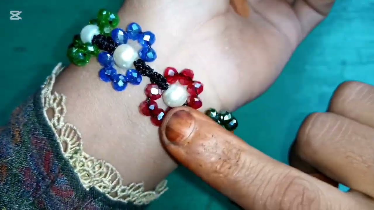 #bracelet crystal beads and pearls flowers tutorial useful and easy