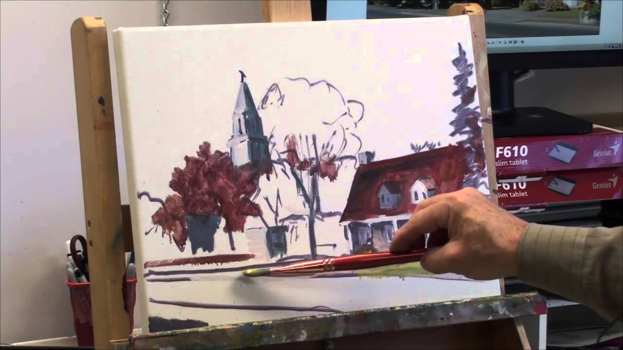 Démonstration de peinture. 1ère partie. Réalisation d'un paysage Alla Prima par René Milone