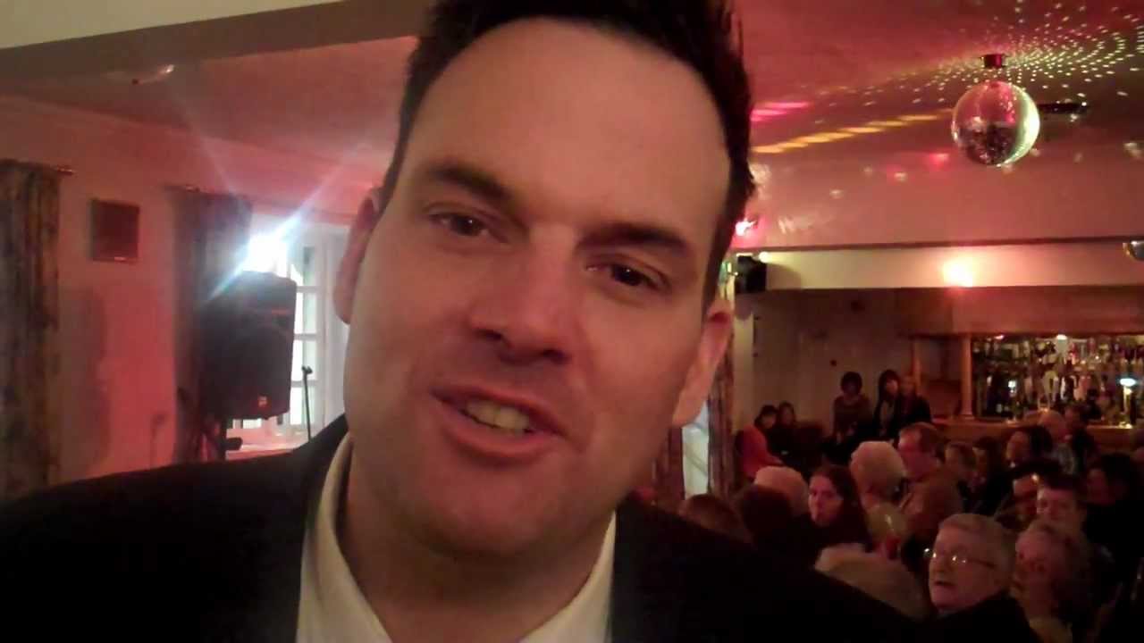 Johnny Cowling jokes with local who came to the gig by tractor