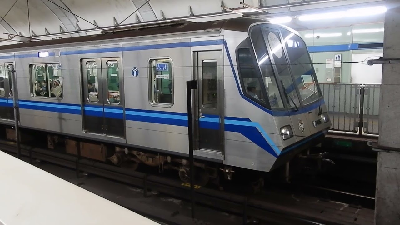 横浜地下鉄ブルーライン　三ツ沢上町駅2番ホームに3000R形普通が到着&発車
