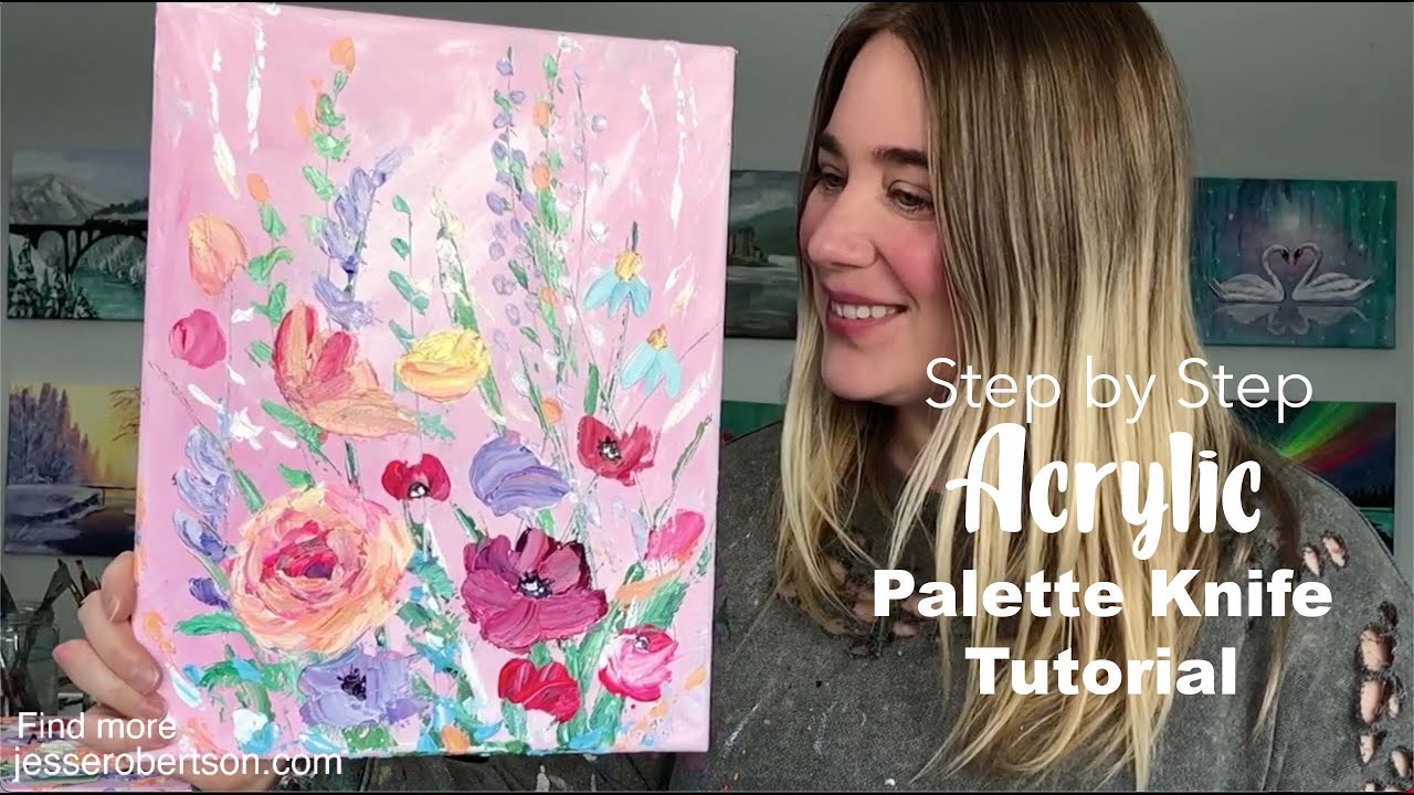 Acrylic Painting Tutorial | Beginner Floral Palette Knife Techniques