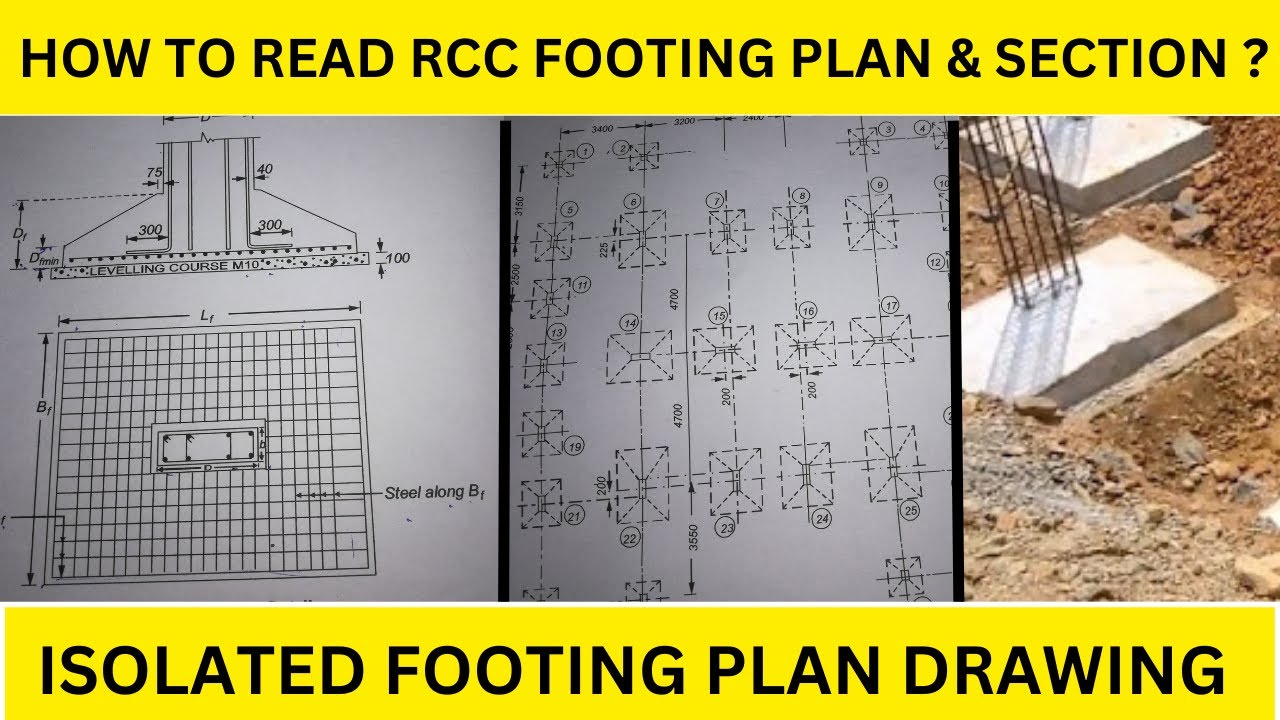 How to Read Rcc Footing Plan & Section Drawing / Foundation Drawing/Isolated footing Drawing Details