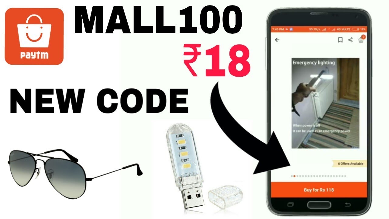 Get ₹100 Discount + Free Shipping || Paytm Mall App || 2018 New Promo Code