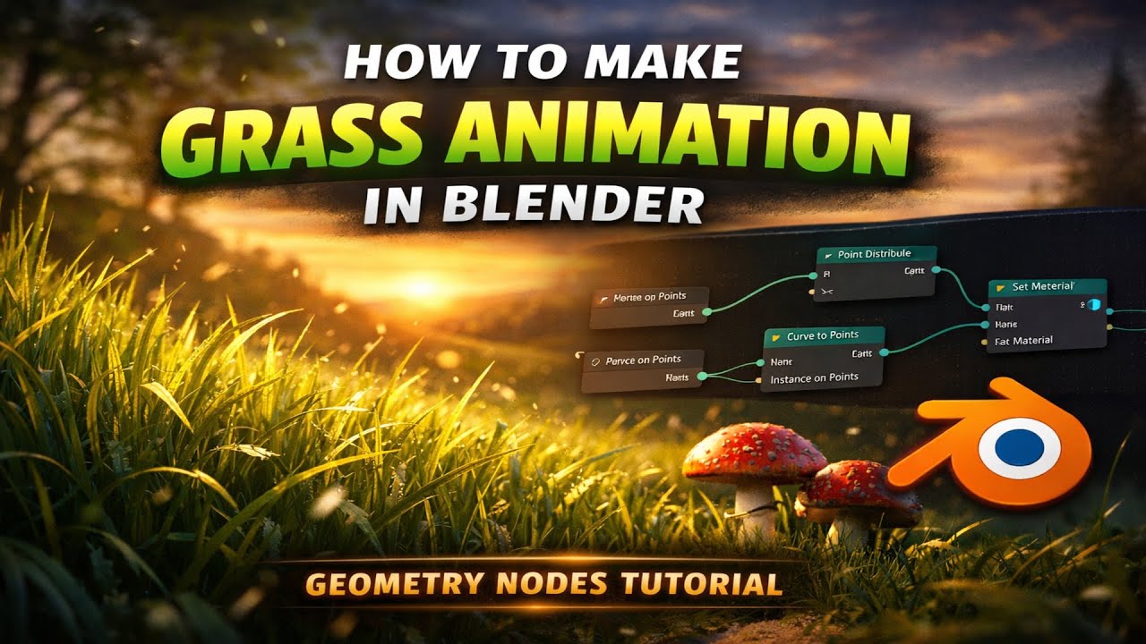 How to make grass animation in Blender.....geometry node
