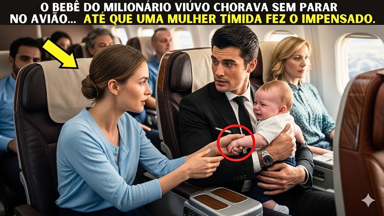 O bebê do milionário viúvo chorava sem parar no avião… até que uma mulher tímida fez o impensado.