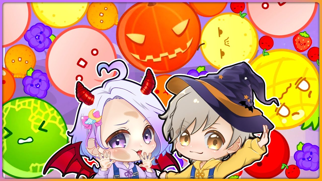 ぱちしえでハロウィン限定のスイカゲームで勝負🍉かぼちゃを作れるのはどっち！？【スイカゲーム】