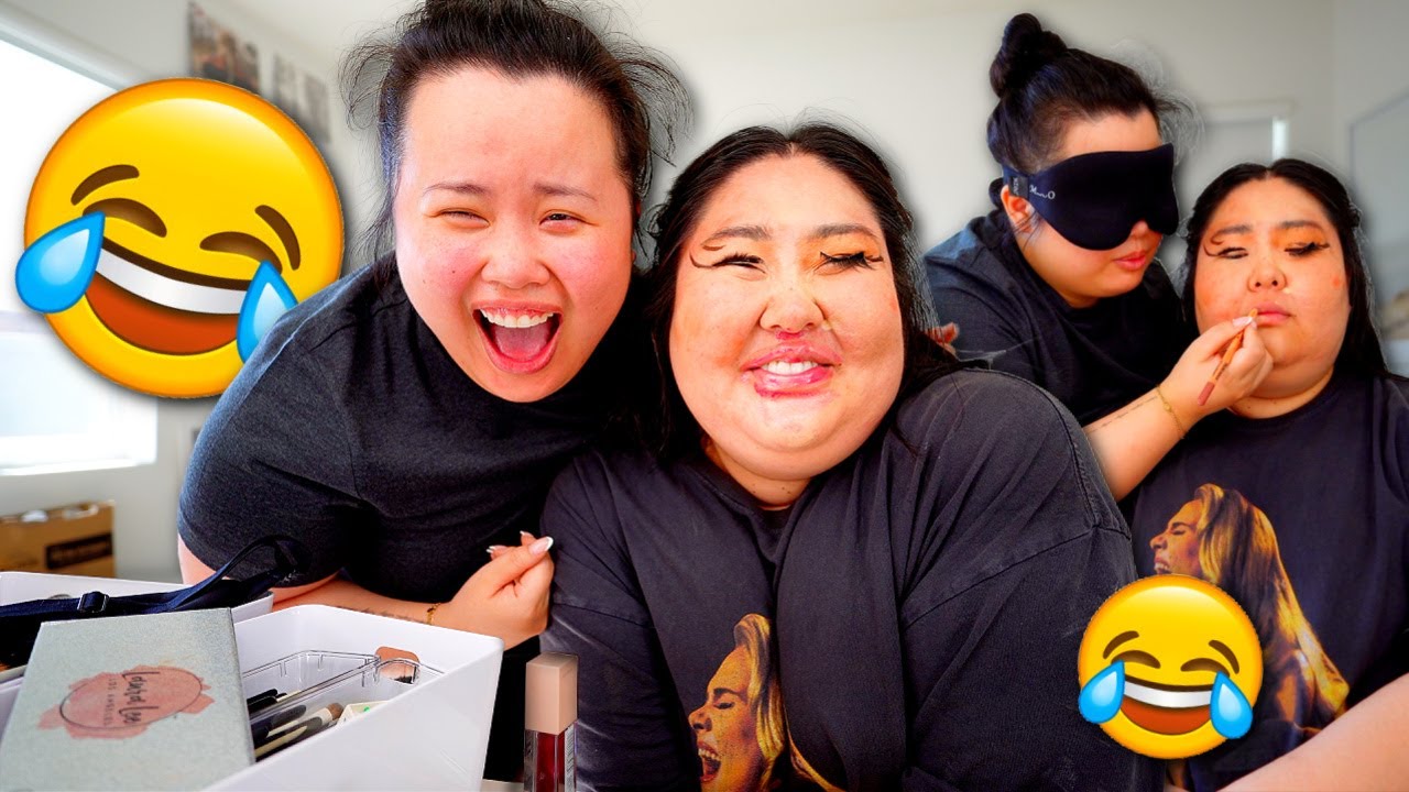 VLOG ― revealing bestie's huge makeover!!! 😂 doing bestie's makeup BLINDEDFOLDED + we're just girls!