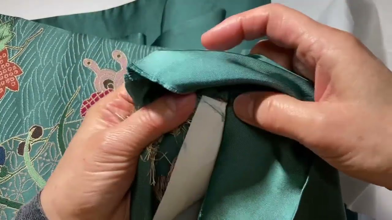 #和裁　#袋帯 の仕立て方③ 芯入れ　手先の中とじ