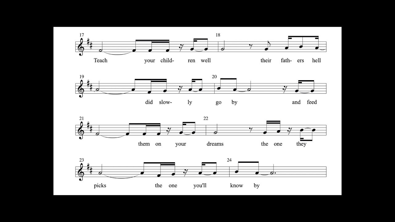 How to sing Teach Your Children - individual voices, scores, chords and lyrics
