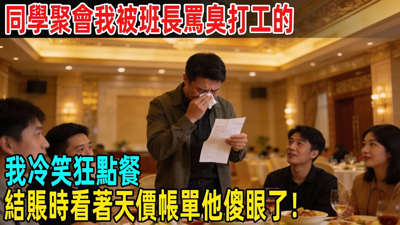同學聚會我被班長嘲諷臭打工的，我冷笑狂點餐，結賬時看著天價帳單他傻眼了！ #故事頻道 #感人壹幕 #分享#老年生活 #人生感悟