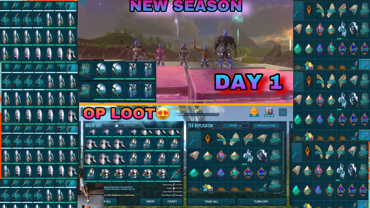 ( ARK MOBILE ) Op loot 🔥 first day 🤯 build base 😁 [ season 3 e 1 ]