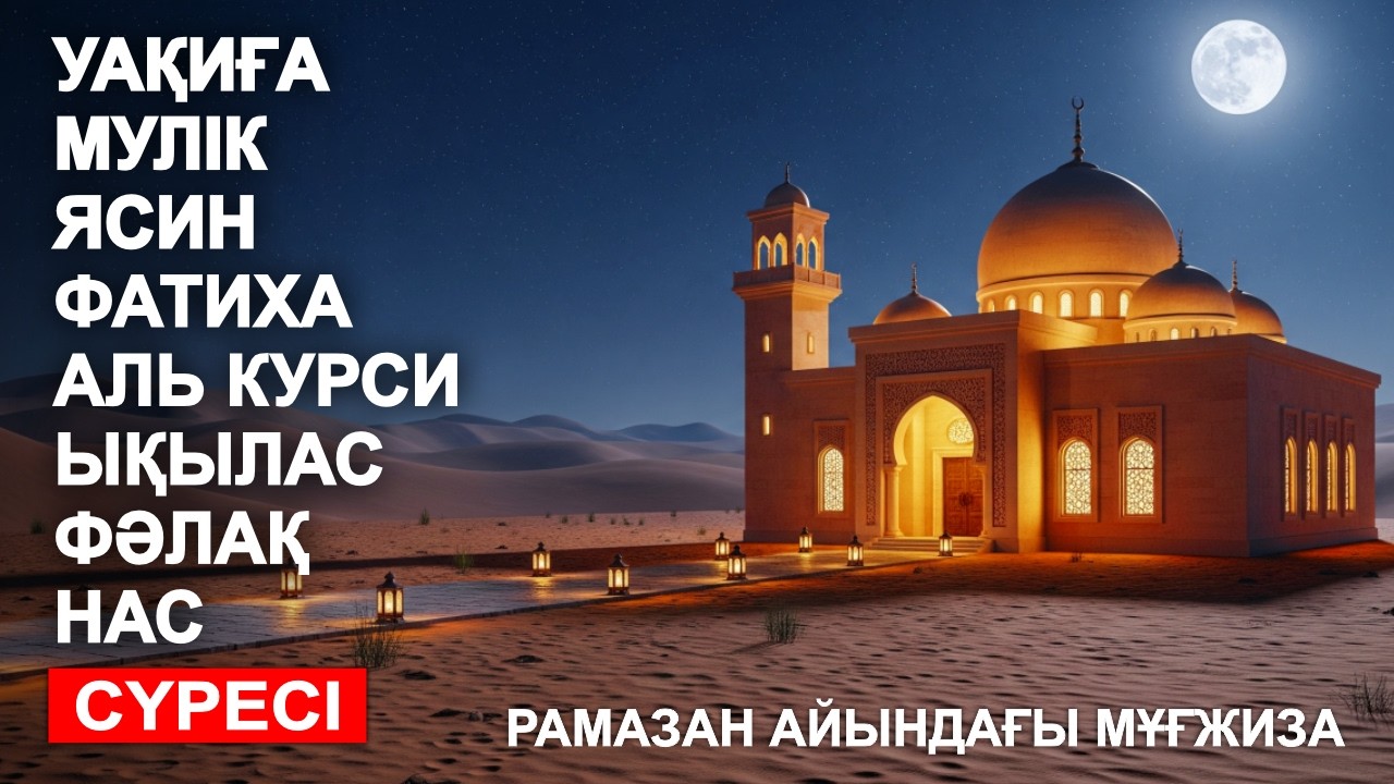 РАМАЗАН КЕРЕМЕТІНЕ КУӘ БОЛ! УАҚИҒА, МҮЛК, ЯСИН, АЯТУЛЬ КУРСИ, ЫҚЫЛАС, ФӘЛАҚ, НАС СҮРЕЛЕРІ