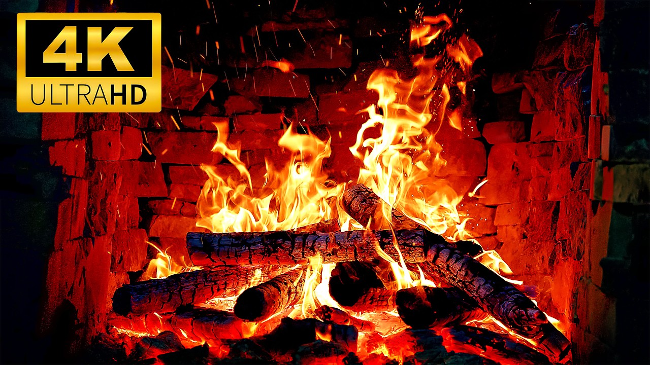 🔥 Cozy 4K Fireplace for Relaxation 🔥 Crackling Fire Sounds & Glowing Embers | Fireplace Ambience
