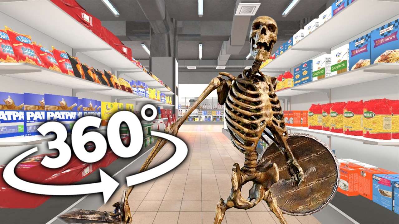 Skeleton Banging Shield 360&deg; - Супермаркет | VR/360&deg; Experience