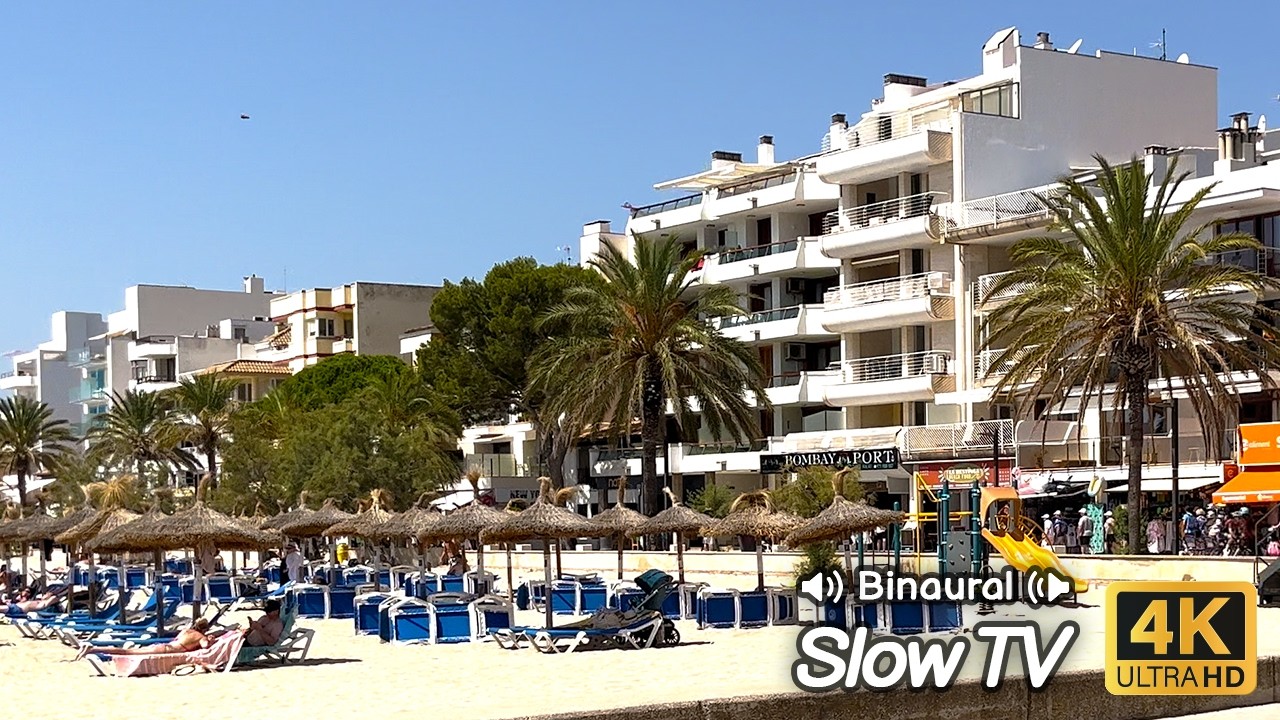 A Lovely Midday Walk Along Port de Pollença Seafront - Slow TV