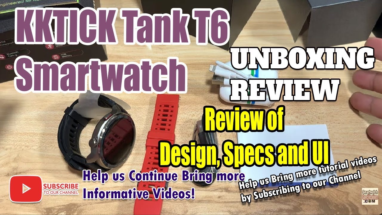 KKTICK Tank T6 Smartwatch-UNBOXING REVIEW of Design Specs and UI