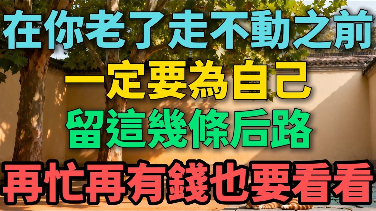 在你老了走不動之前，一定要為自己留這幾條後路，再忙再有錢也要看看！【晚晴拾光】#晚年生活 #人生智慧 #退休規劃 #養老 #情感故事 #晚晴拾光 #talks #生活經驗