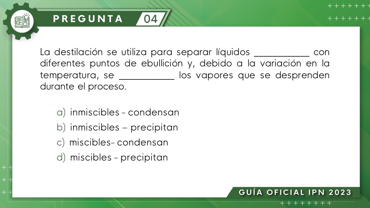 Guía IPN 2023 | Química Pregunta No. 4 | Ciencias Sociales Administrativas