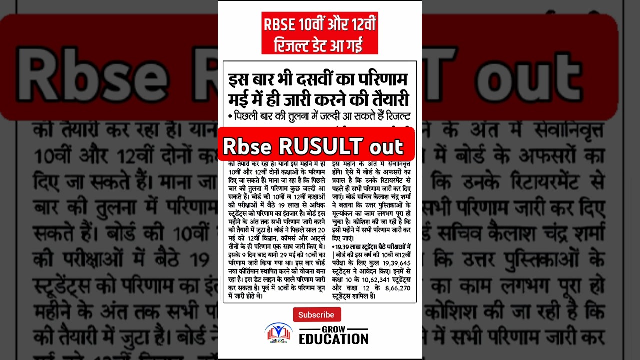 RBSE 5th 8th 10th 12th Result 2025 Big News | Rajasthan Board Exam 2025 Result Kab Aayega |