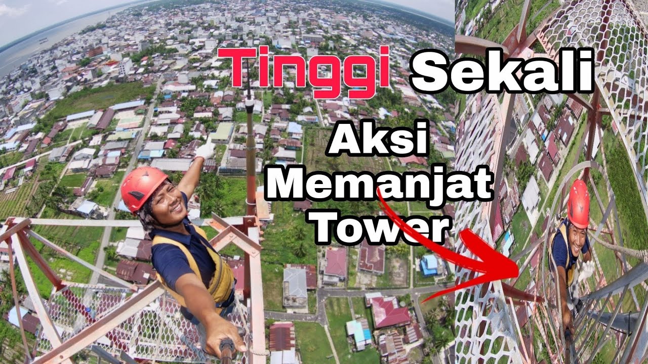 BIKIN LUTUT NGILU!!! Inilah Aksi Manjat tower tertinggi 105m KEPULAUAN MERANTI RIAU