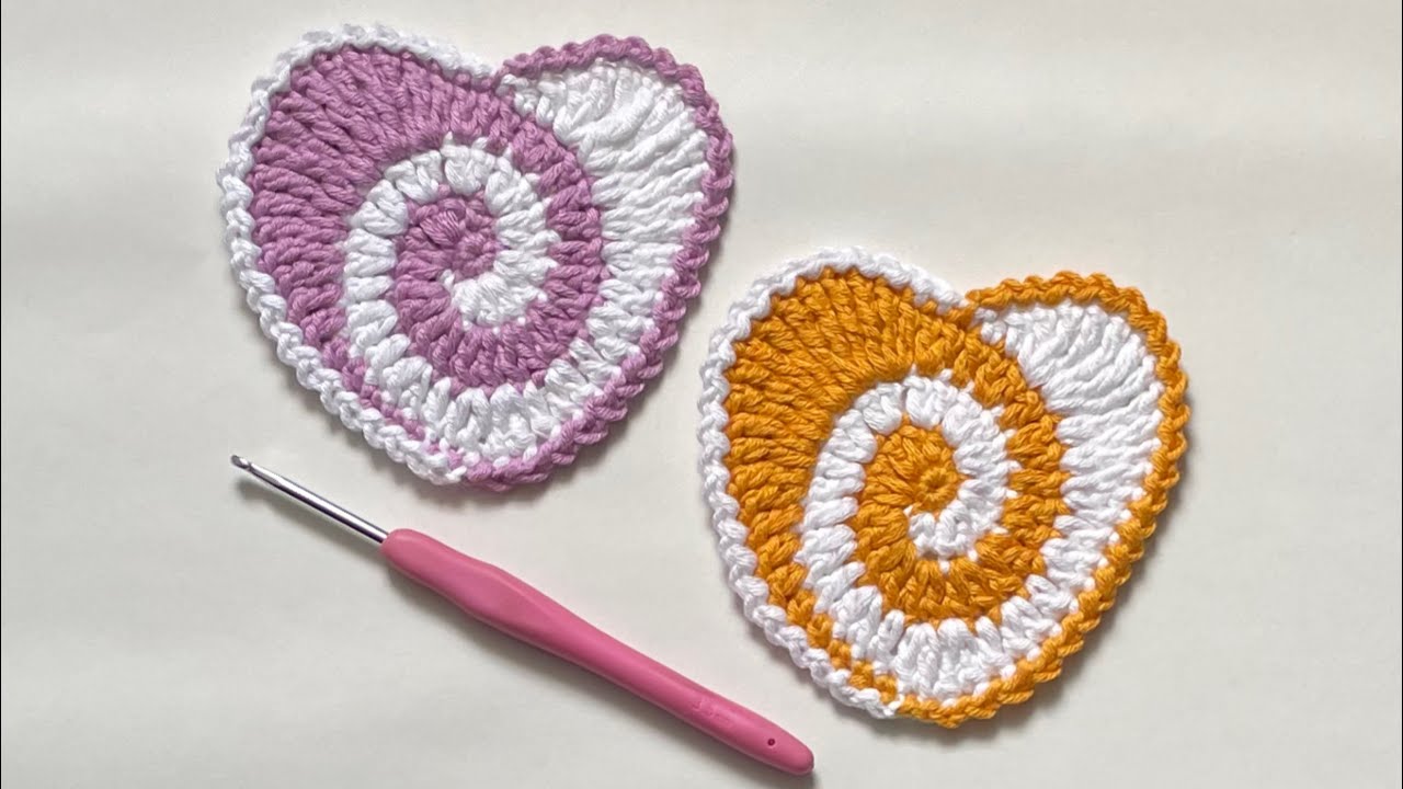Crochet - Spiral Heart Coaster Pattern