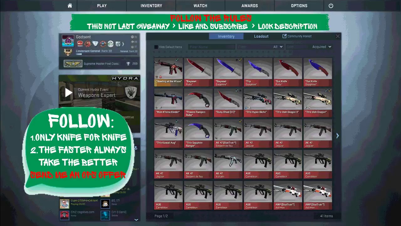 LIVE GIVEAWAY TOP SKINS - KNIFE FOR KNIFE -
