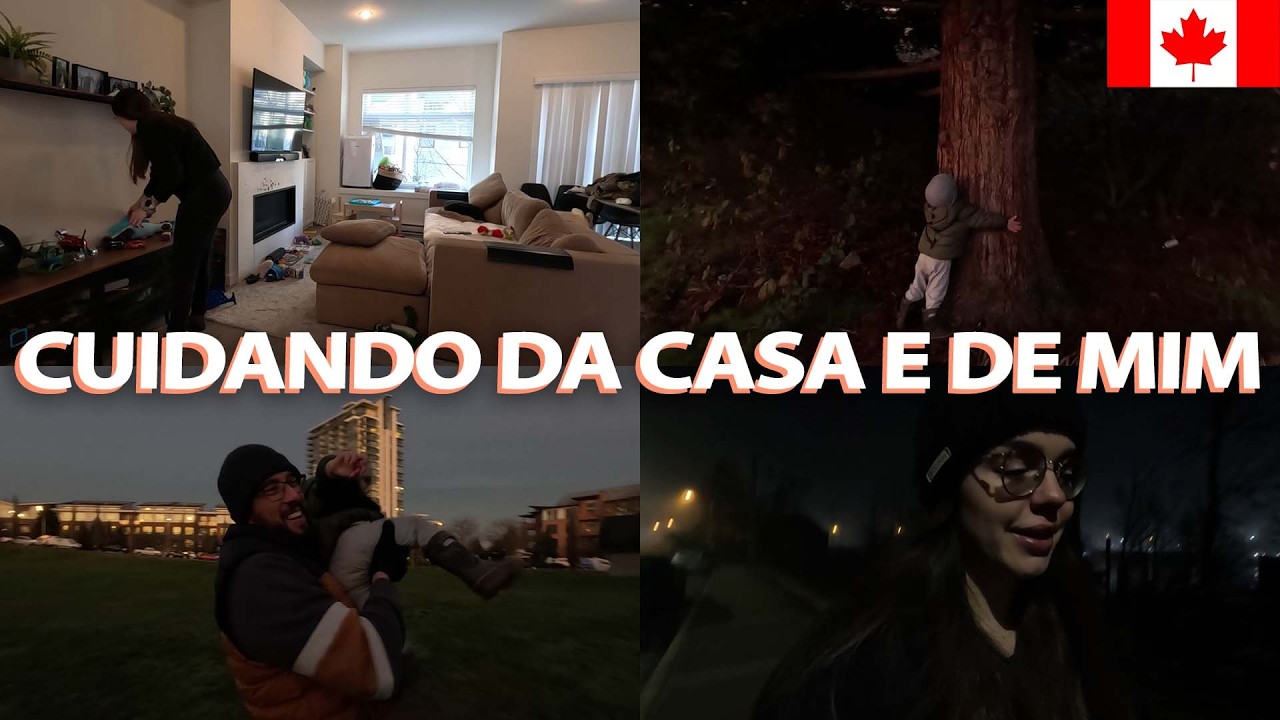 Arrumando a casa, passeio no parque no iverno e treino de corrida de noite | Nossa vida em Vancouver