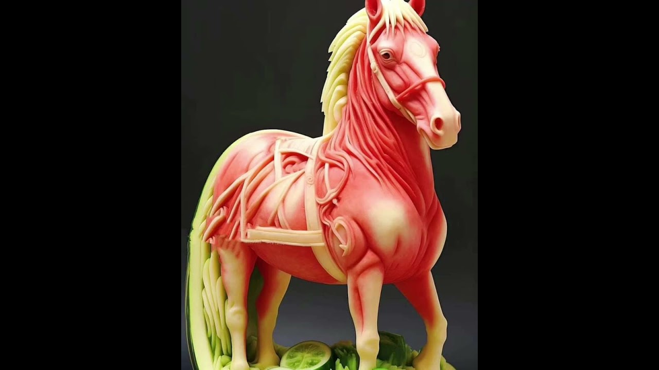 Fruit Carving 🍉🍉 🐎 🐎  Horse # Outstanding craftsmanship 🐎 