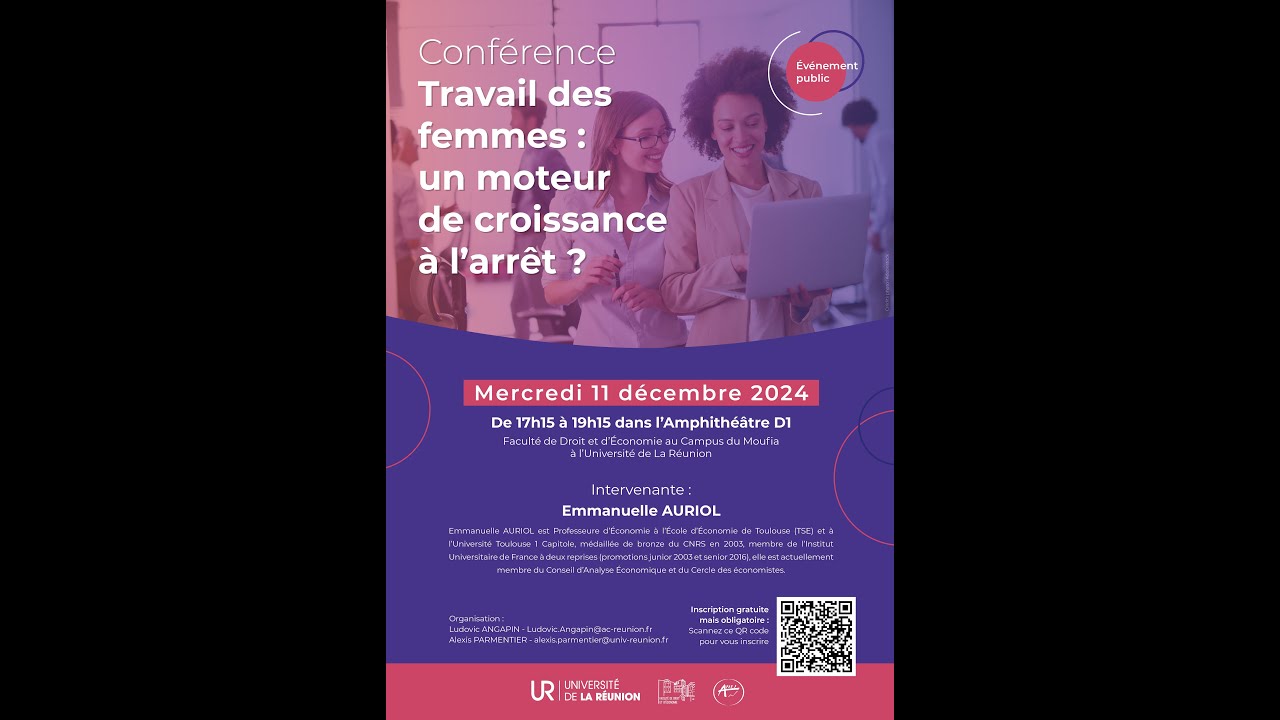 Conférence d'Emmanuelle Auriol : "Travail des femmes : un moteur de croissance à l'arrêt"
